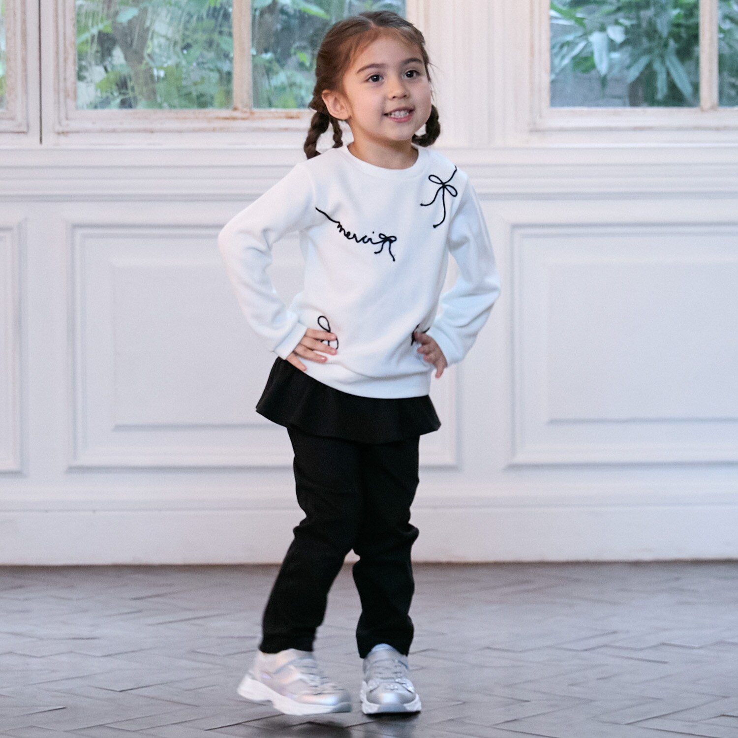 【スマイル/防汚加工】フリルカットロングパンツ