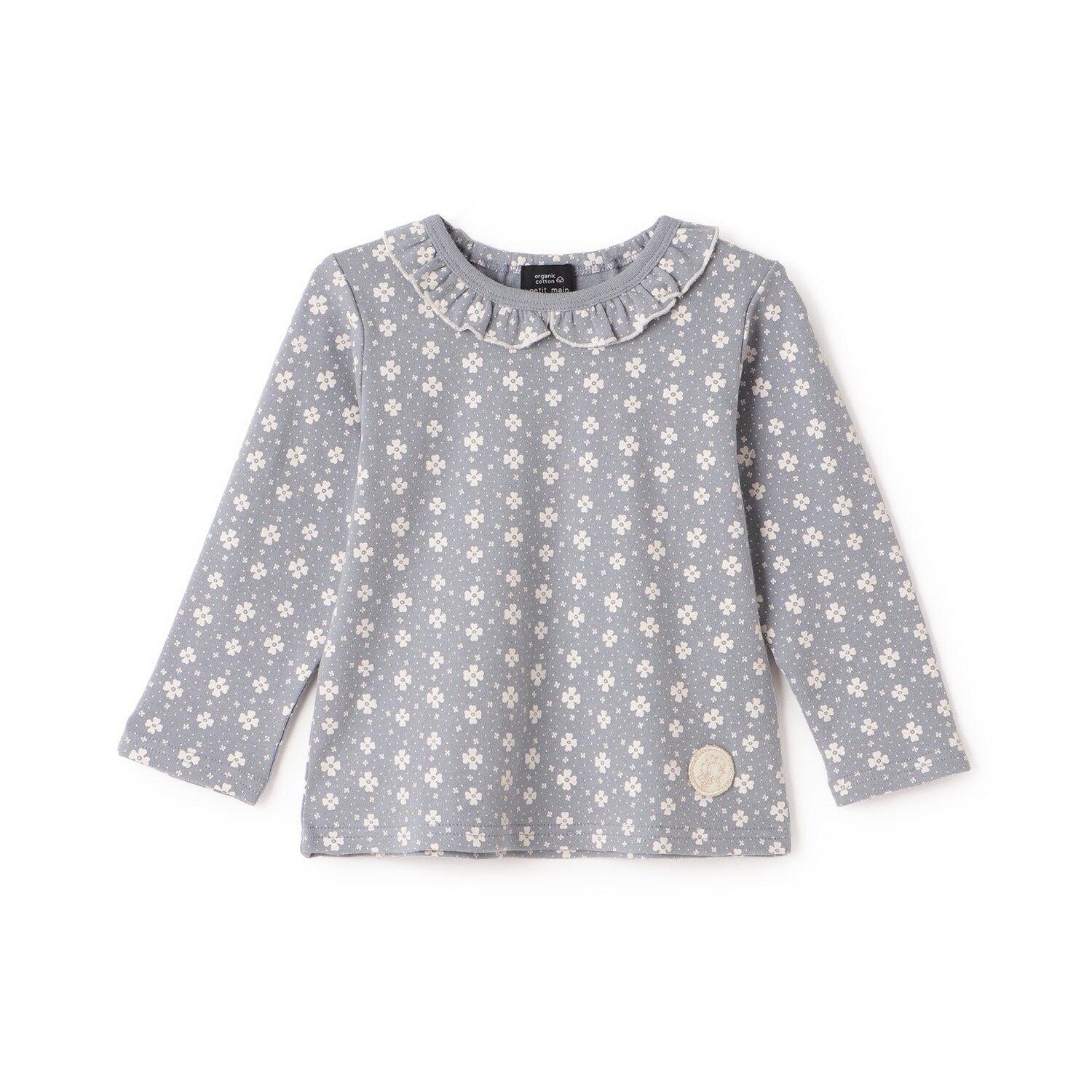 【オーガニック】フリル衿長袖Tシャツ
