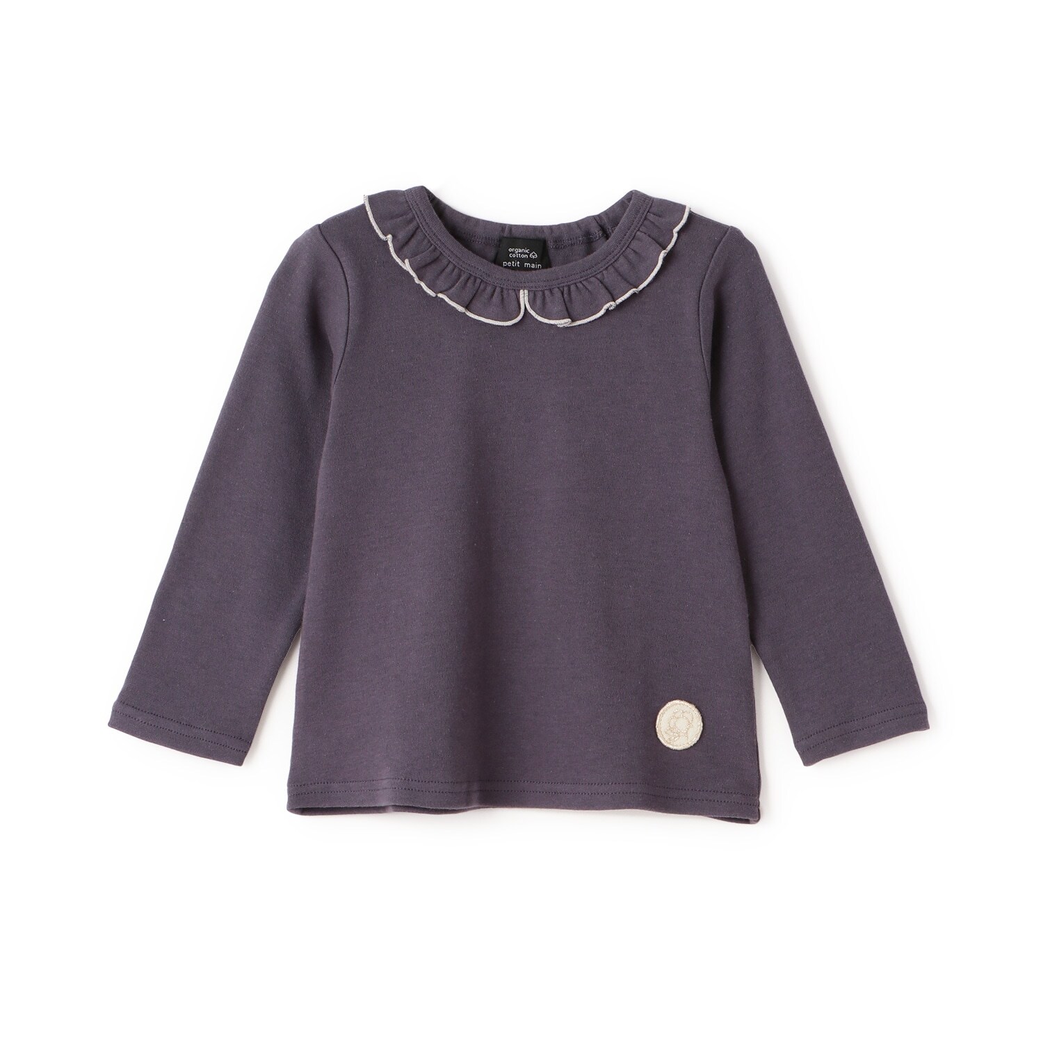 【オーガニック】フリル衿長袖Tシャツ