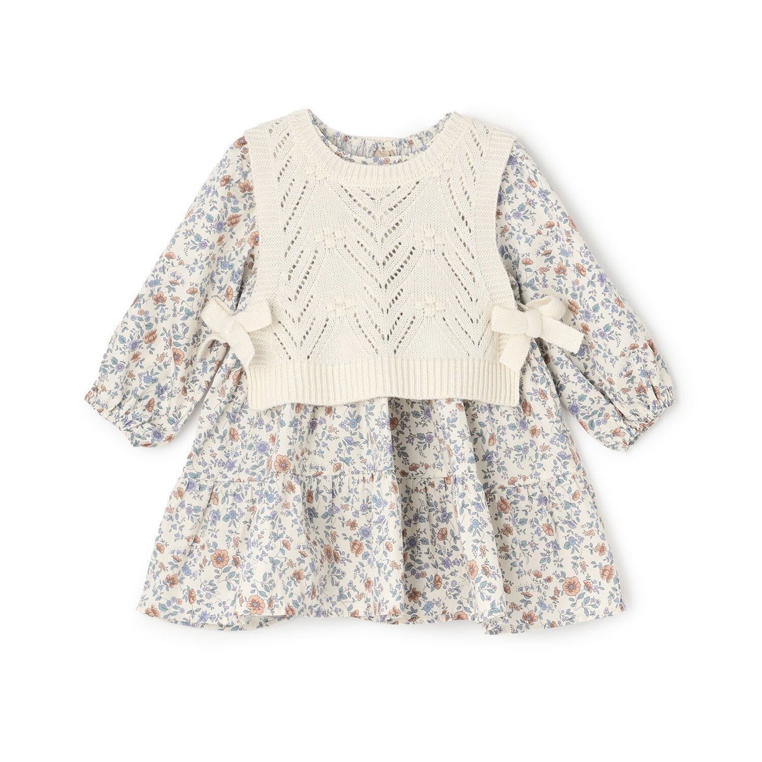 【リンク】ベストつきティアードワンピース(キッズサイズ)