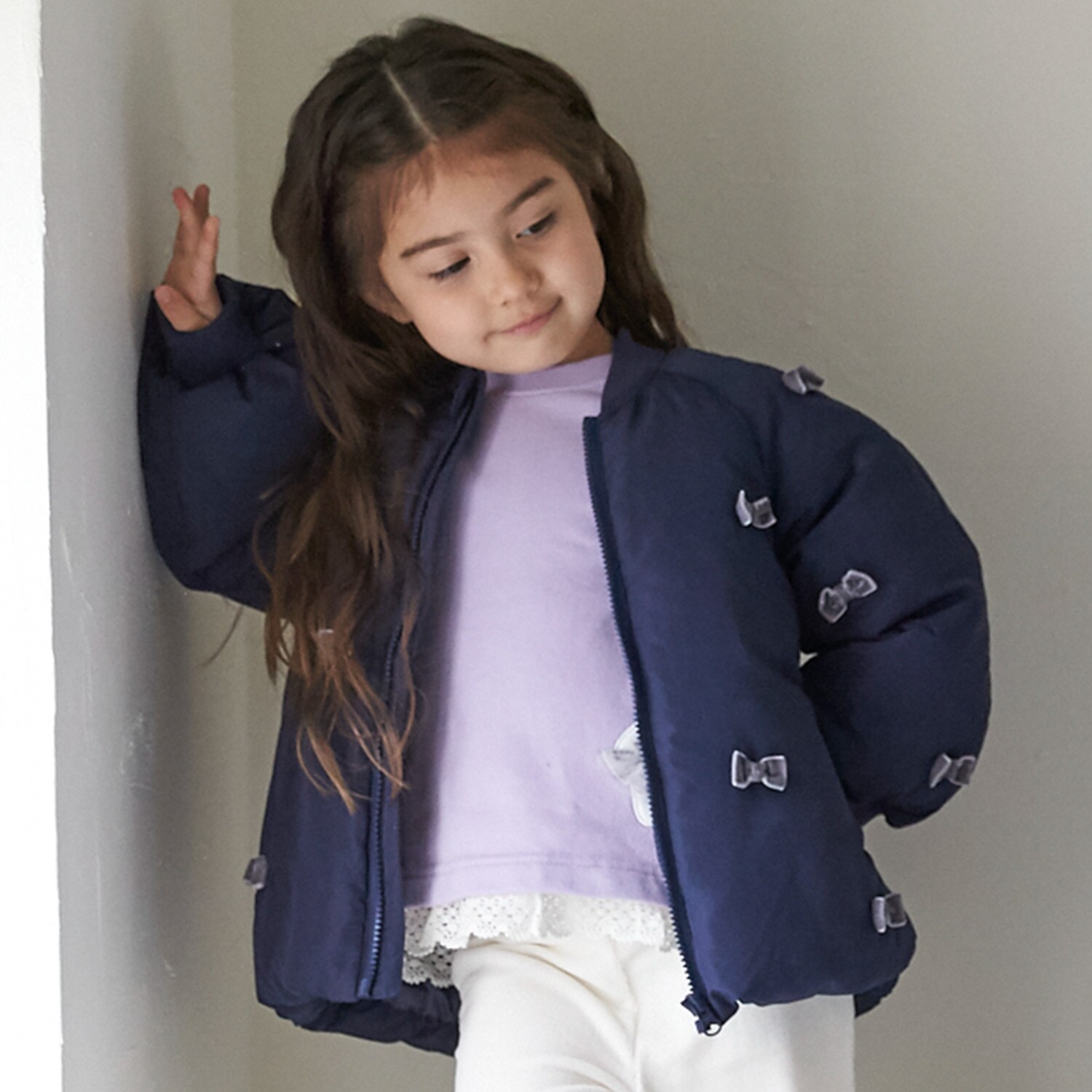 【リンク/洗える】ちびリボン中綿ジャケット