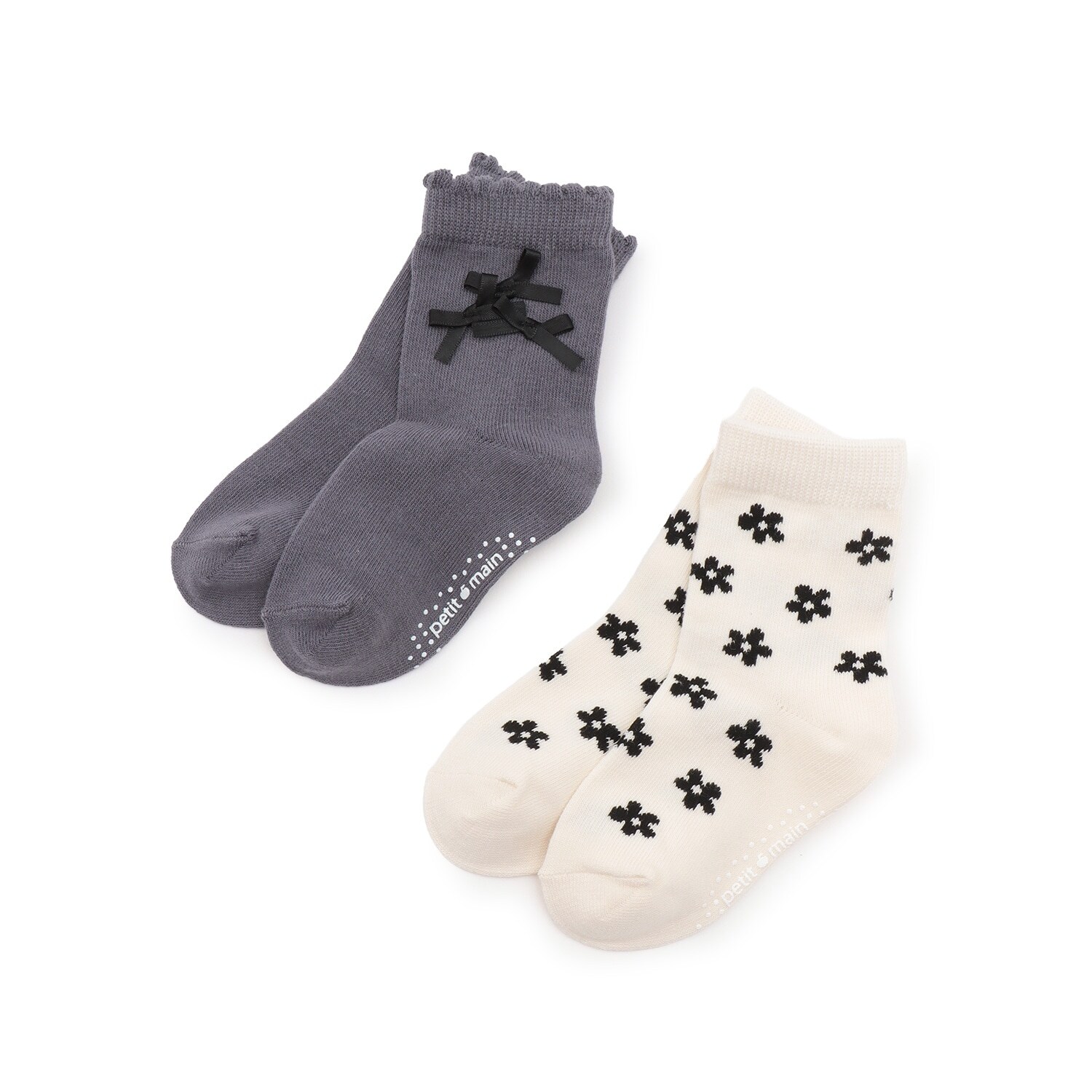 リボン花柄ソックス2P