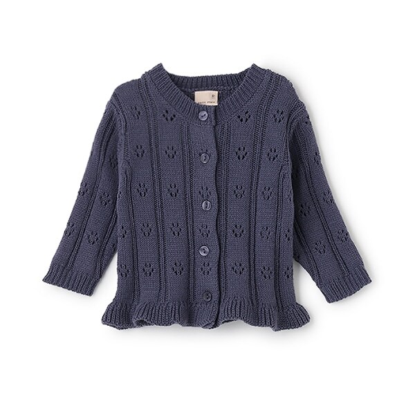 裾フリル針抜きカーディガン