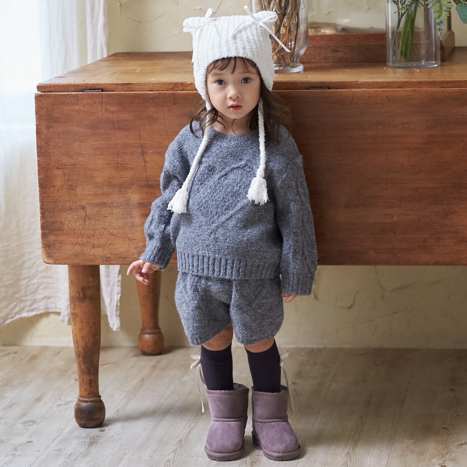 【リンク】ハートケーブルニットショートパンツ(セットアップ可能)