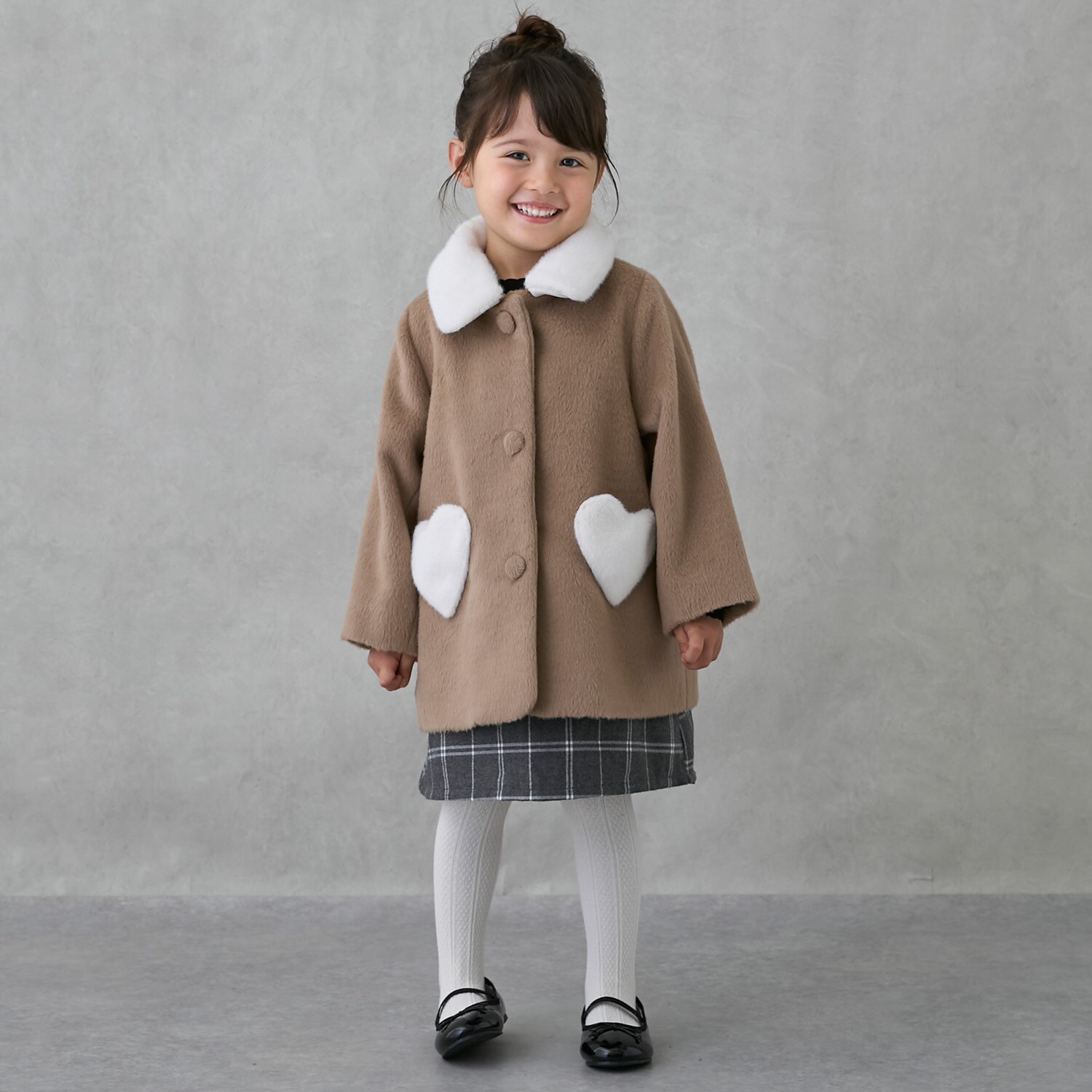 【洗える】ファー衿ハートポケットコート