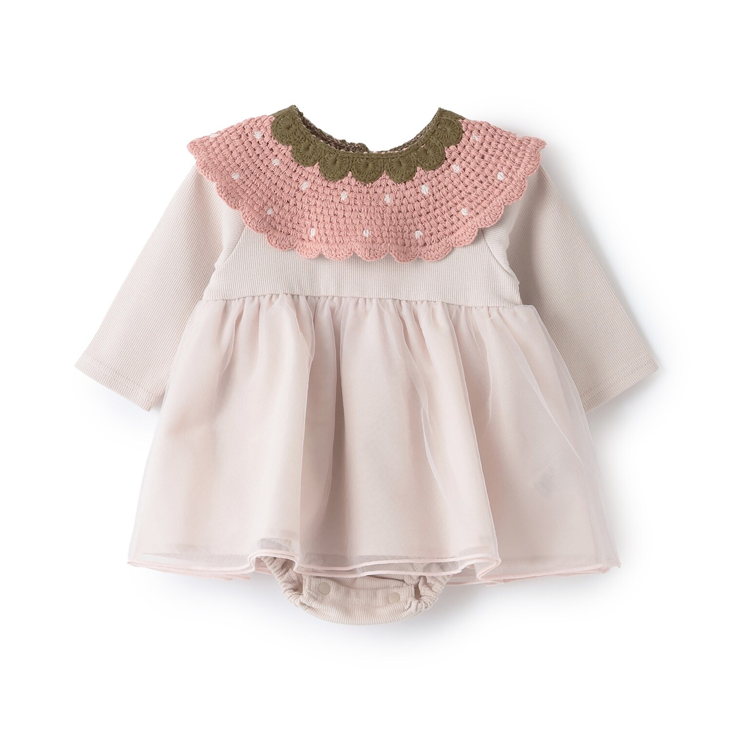 いちご衿つきロンパース