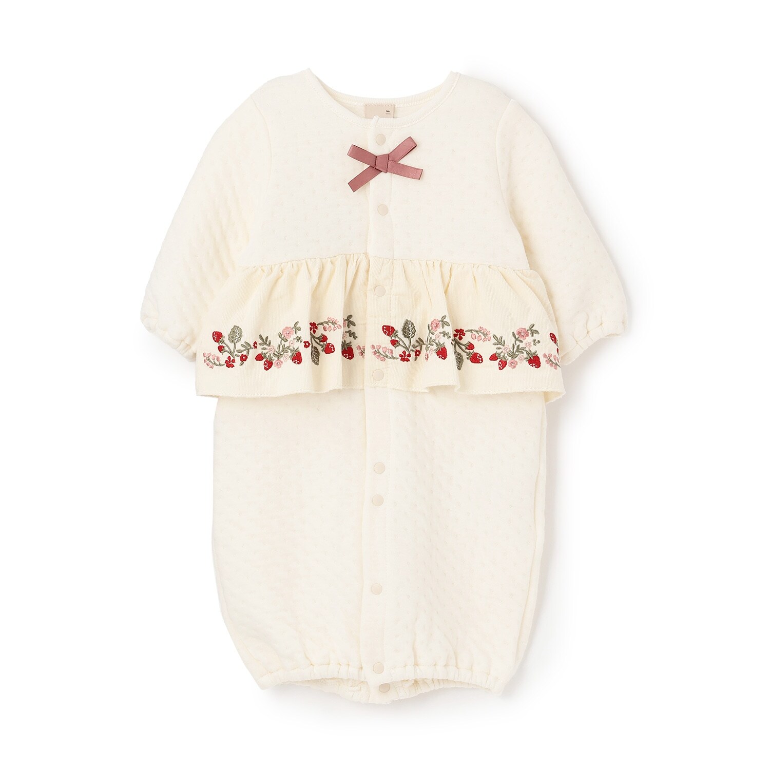 いちご刺しゅう切替え2WAYオール