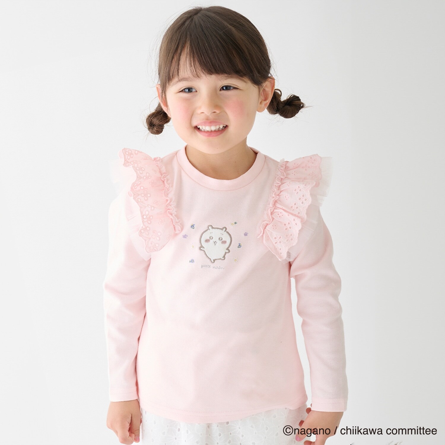 【アニメちいかわ】肩フリル長袖Tシャツ