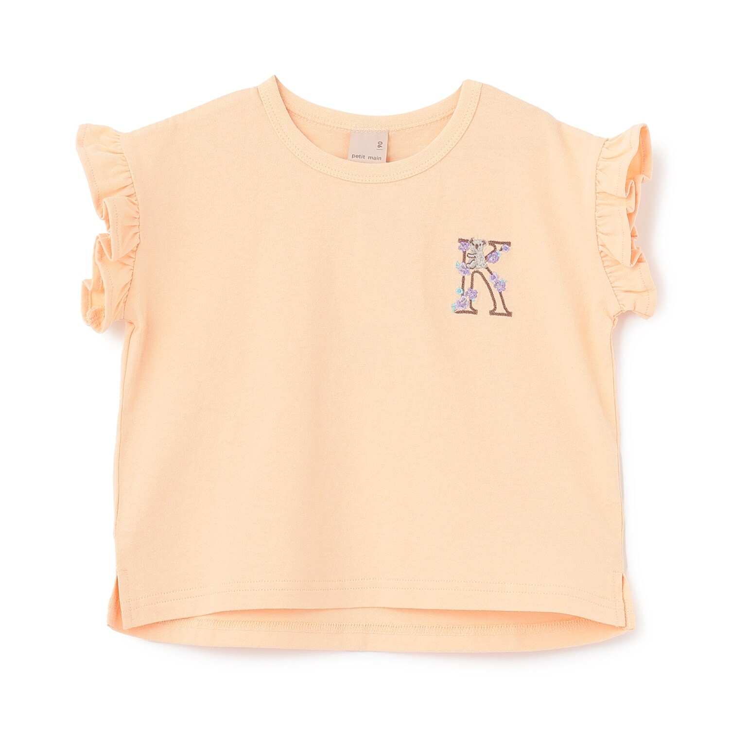 【プティプラ】アルファベット袖フリルTシャツ