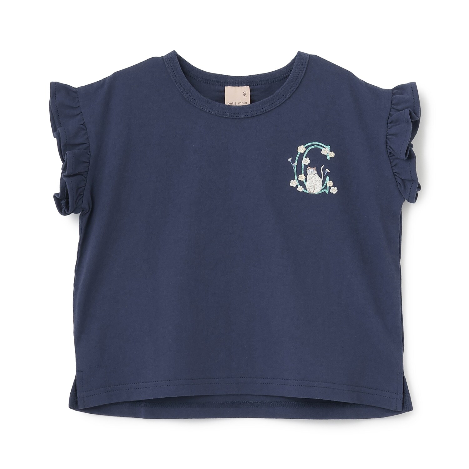 【プティプラ】アルファベット袖フリルTシャツ