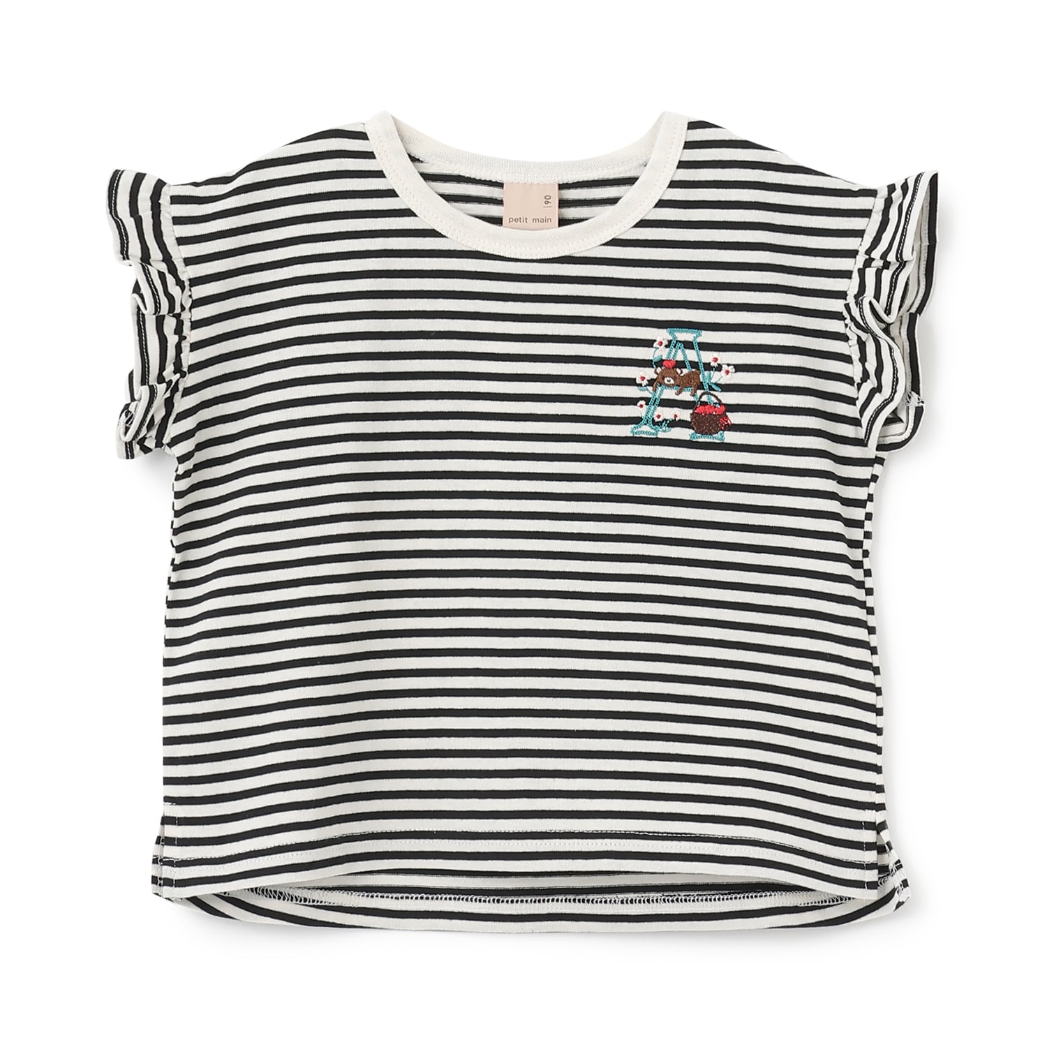 【プティプラ】アルファベット袖フリルTシャツ