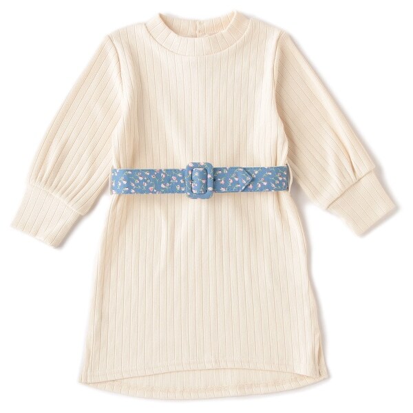 花柄ベルトつきカットワンピース