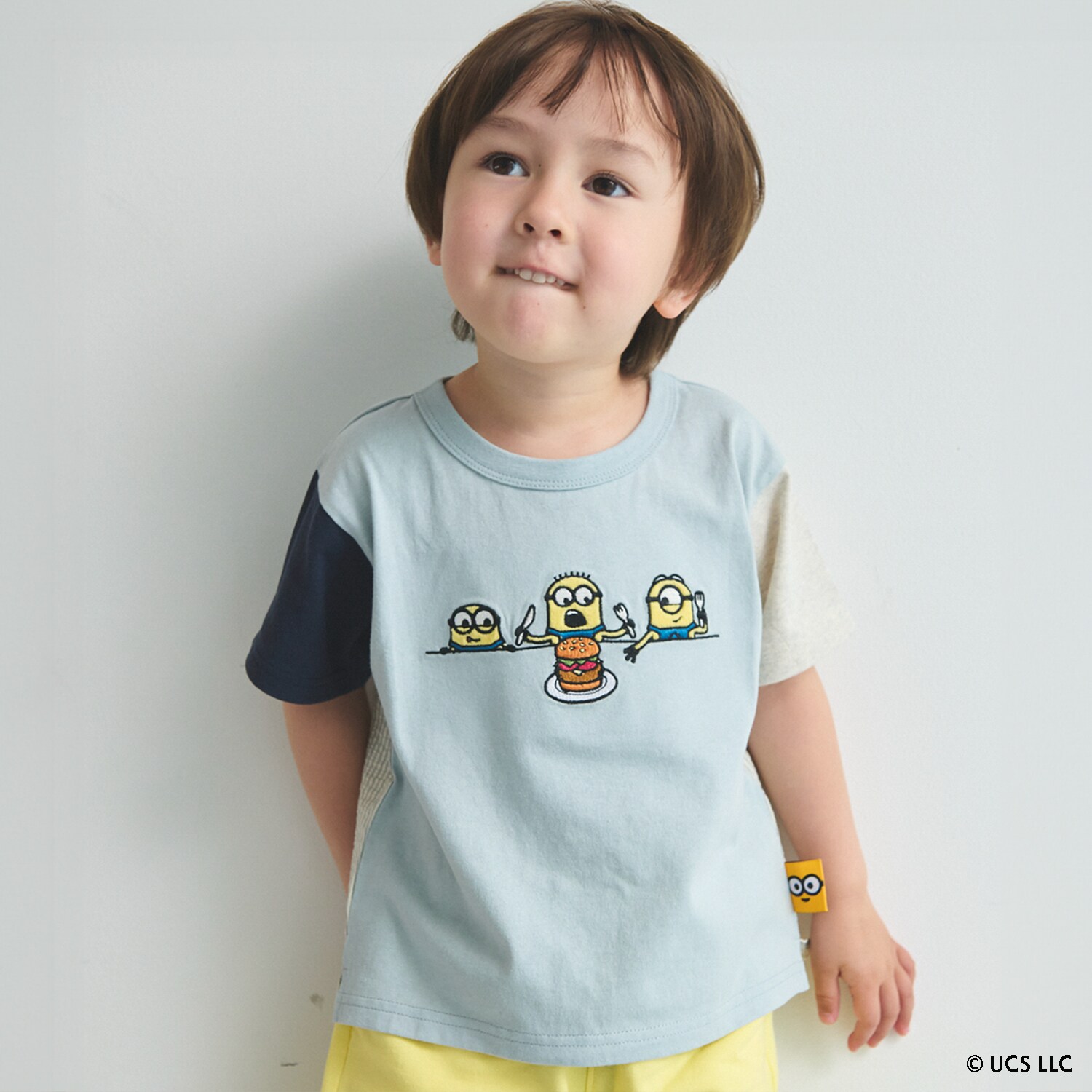 【ミニオン】布帛切り替え半袖Tシャツ