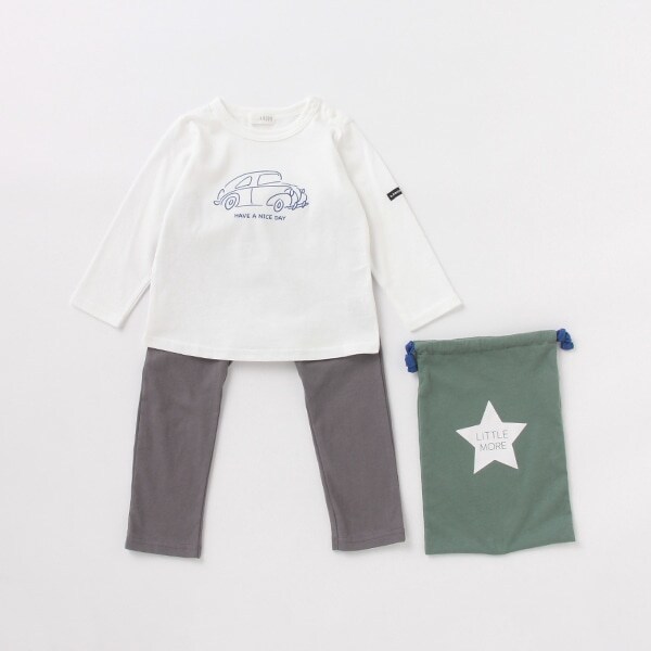 【プチプラ通園セット】巾着付きベビーコーデセット くるま【PTPR】