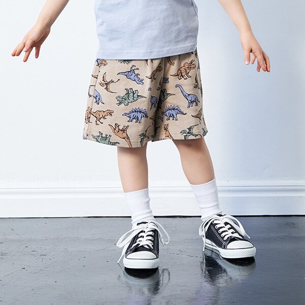 4分丈恐竜総柄カットパンツ