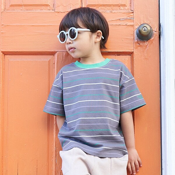【どっちが前でもOK!】【型崩れしないコットン】ボーダービッグTシャツ