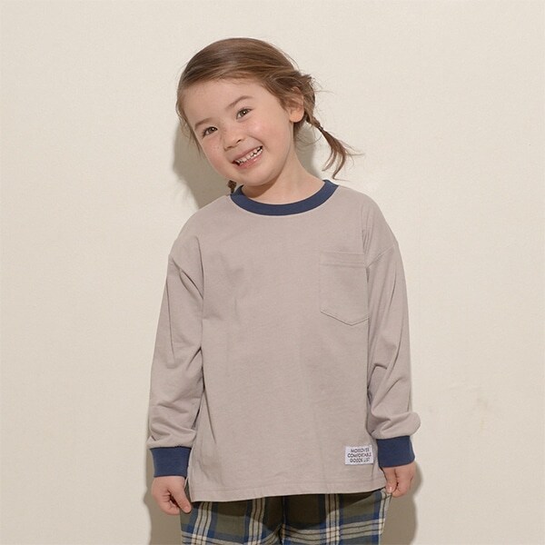 【型崩れしないやわらかコットン】バイカラーポケットTシャツ