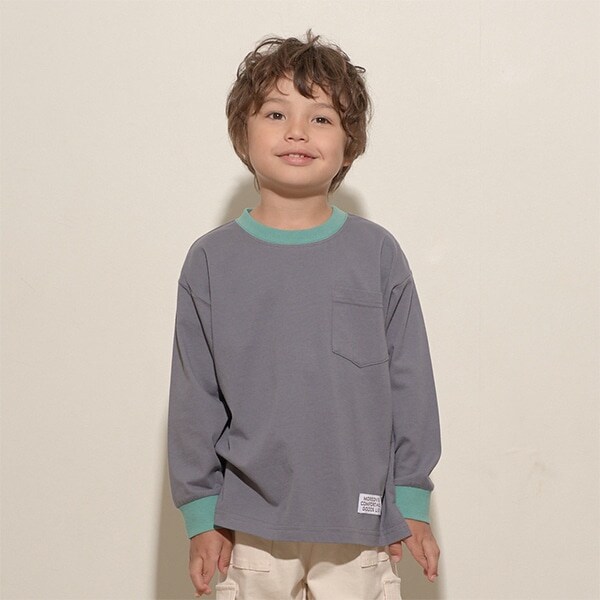 【型崩れしないやわらかコットン】バイカラーポケットTシャツ