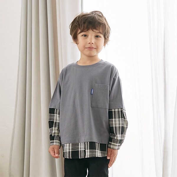 【型崩れしないやわらかコットン】シャツドッキングTシャツ