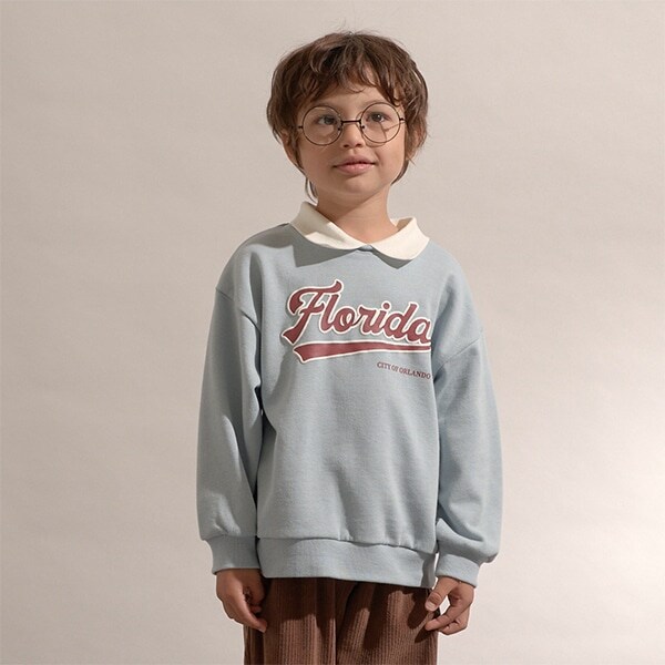 【表コットン毛玉バイバイ】衿付きぷくぷくロゴスウェット