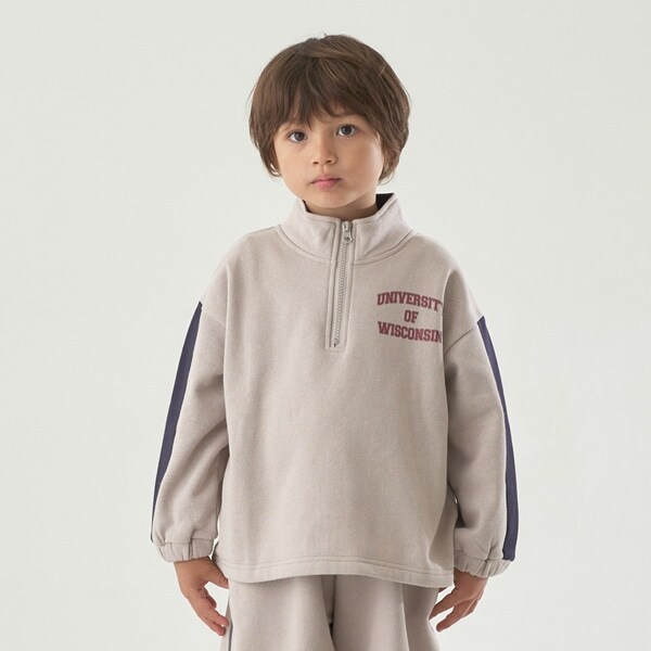 【表コットン毛玉バイバイ裏起毛】ハーフジップバイカラースウェット