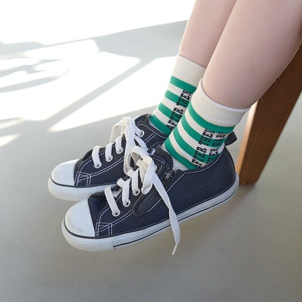 ボーダーロゴクルーソックス