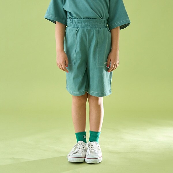 【セットアップ可能】【カイテキ天竺】配色ステッチ5分丈パンツ