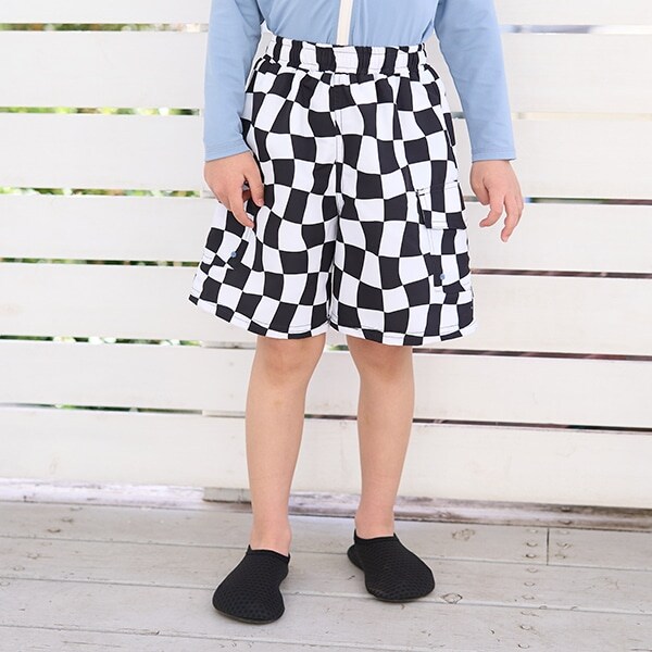 【SWIM】【水着】【UV加工】フラッグチェックカーゴサーフパンツ