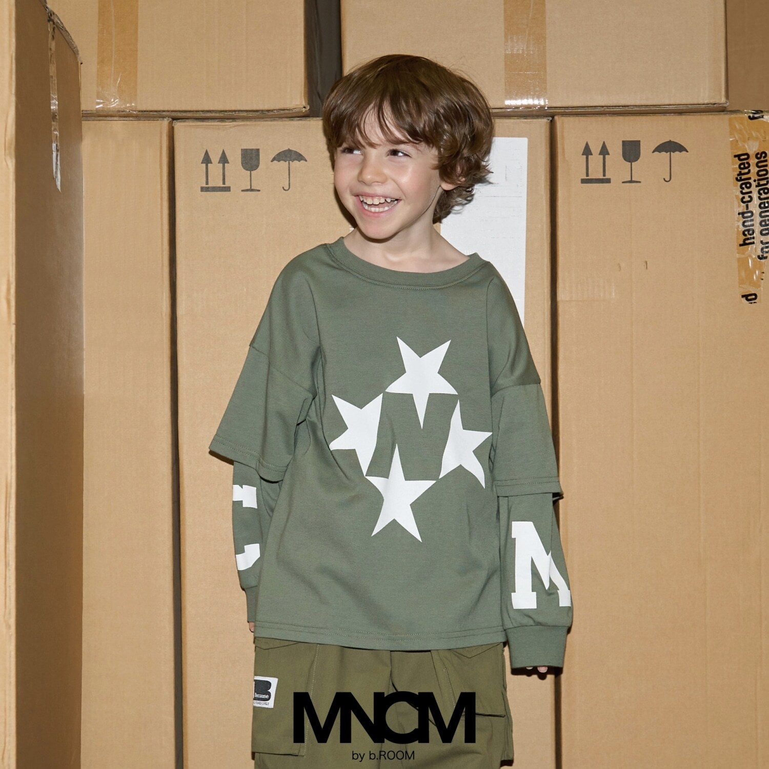 【MNCM】【どちらが前でもOK】【カイテキ天竺】プリントレイヤードビッグTシャツ