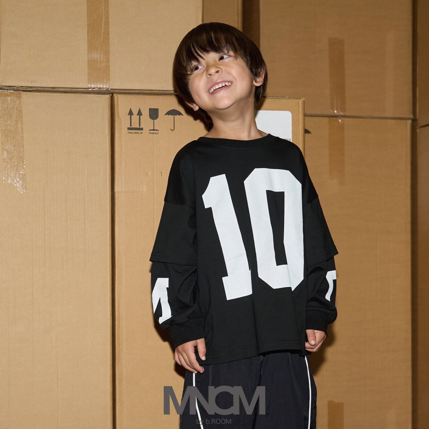 【MNCM】【どちらが前でもOK】【カイテキ天竺】プリントレイヤードビッグTシャツ