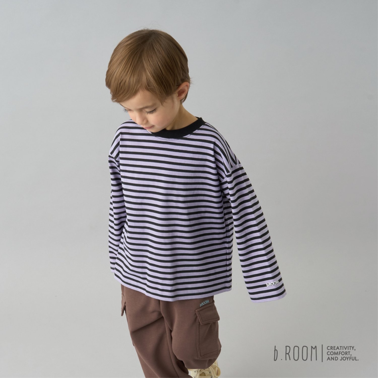 【デイリースタンダードウェアシリーズ】ゆるっとオーバーサイズのボーダー長袖Tシャツ