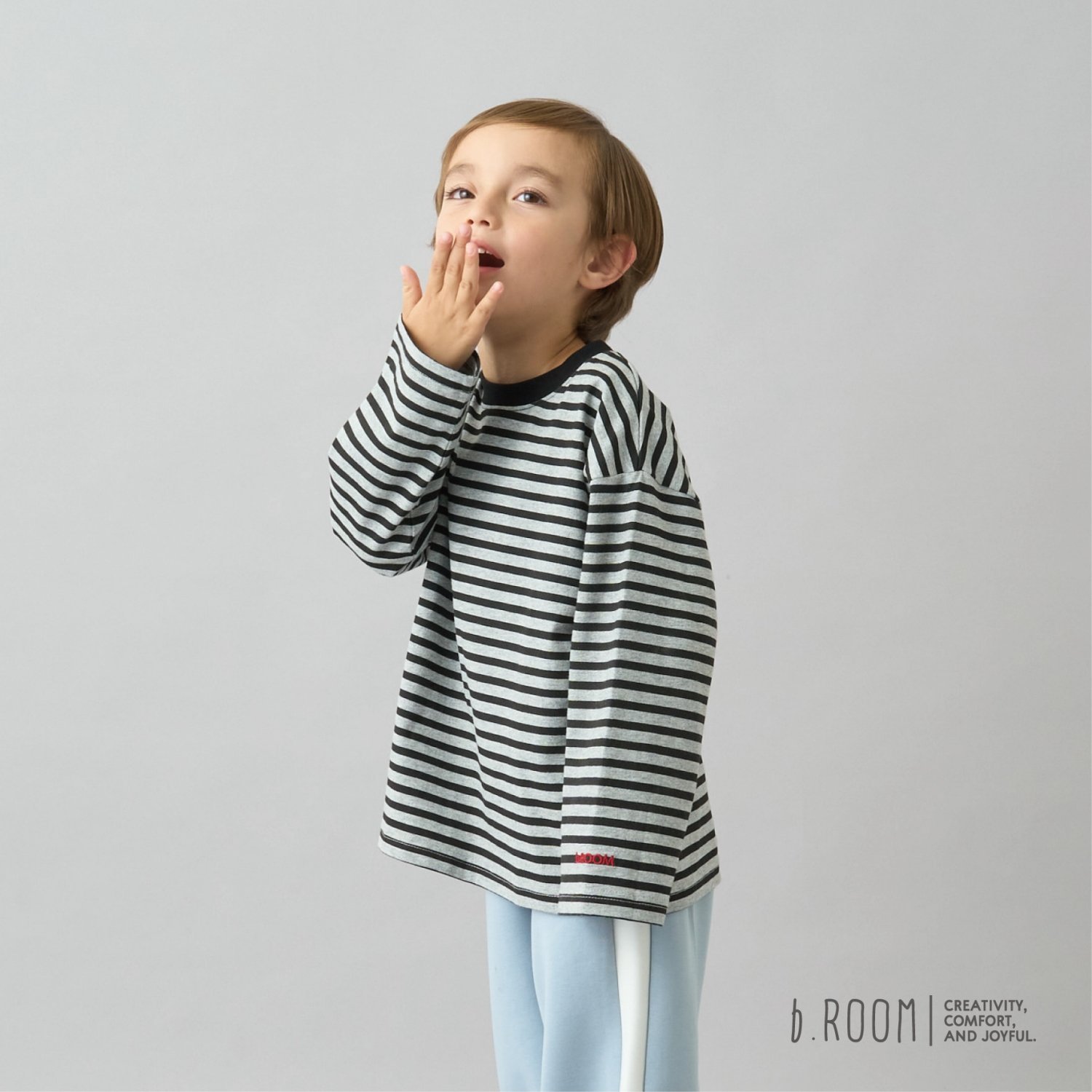 【デイリースタンダードウェアシリーズ】ゆるっとオーバーサイズのボーダー長袖Tシャツ