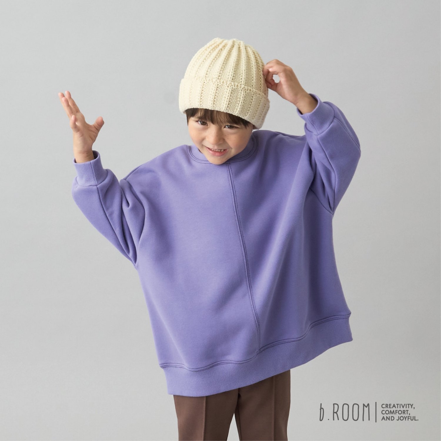 【デイリースタンダードウェアシリーズ】【吸水速乾】ぷくっとオーバーサイズの配色ステッチスウェット