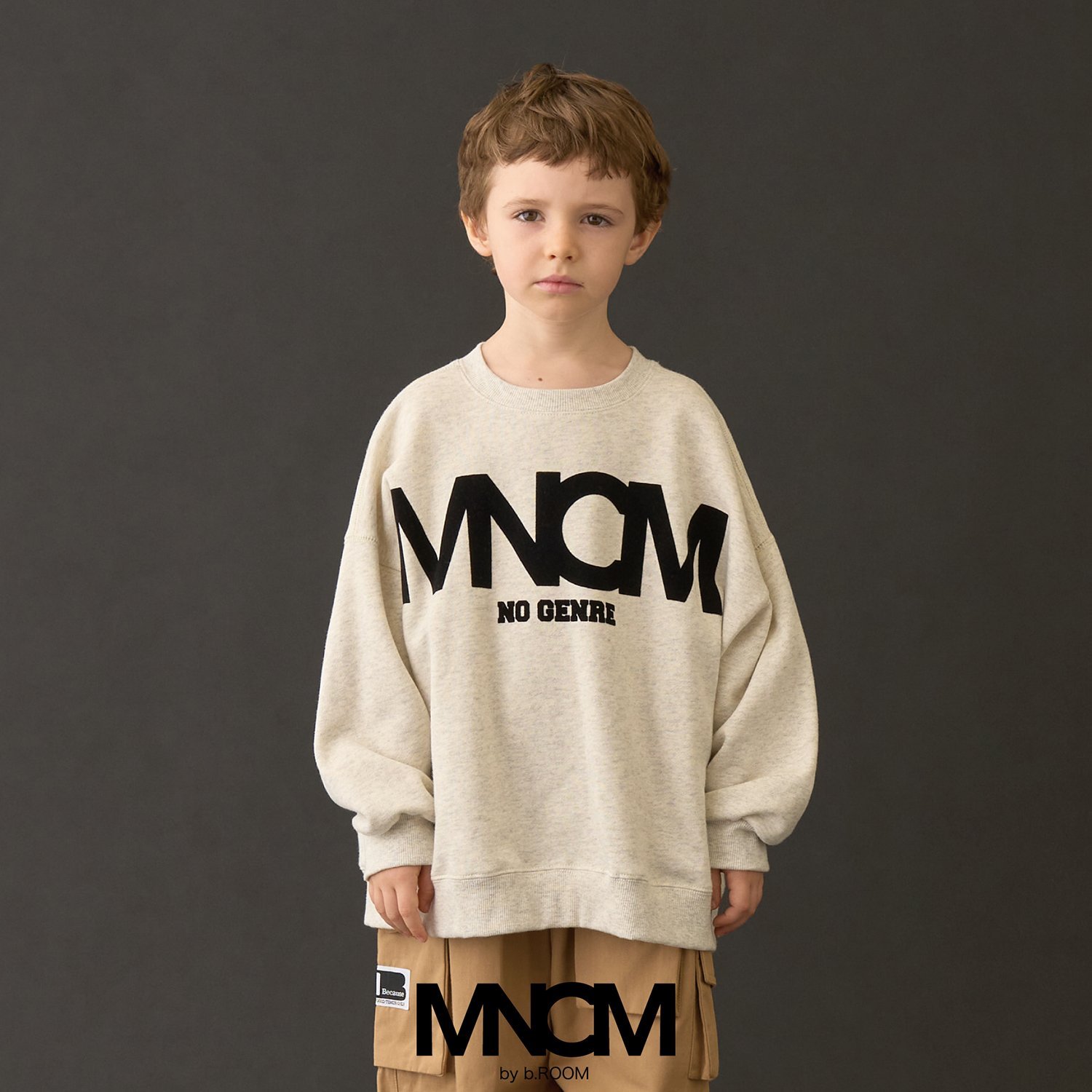 【MNCM】【毛玉バイバイ裏起毛】フロッキープリントビッグスウェット