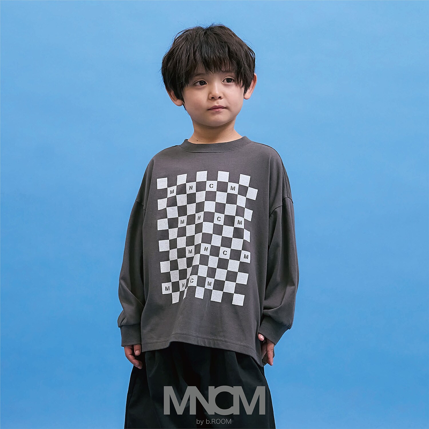 【防汚・速乾・型崩れしない】【どちらが前でもOK】チェッカーフラッグプリントTシャツ【MNCM】