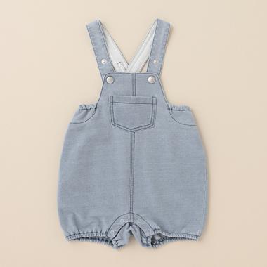 ニットデニムくまポケロンパース