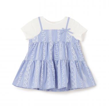 レースプリントストライプドッキングチュニック