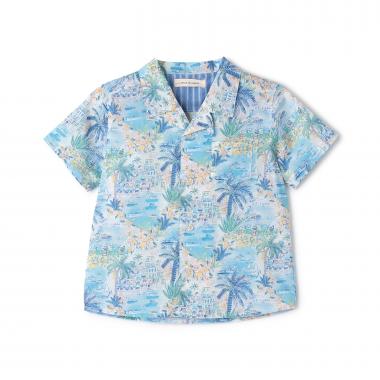 リバティプリント開衿シャツ