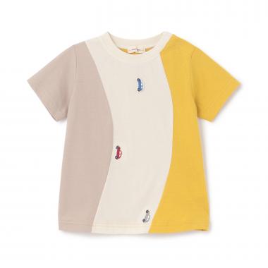 接触冷感カーブ切り替え車刺しゅう半袖Ｔシャツ