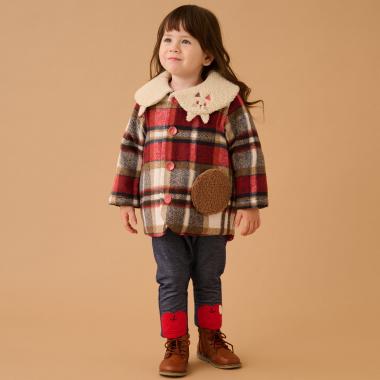 ネコ衿チェックコート