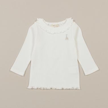 衿フリルプリーツ長袖Tシャツ【日本製】