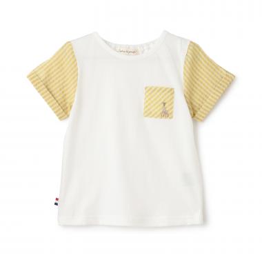袖チェックサッカー半袖Tシャツ