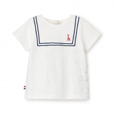 ヨット柄サッカー切り替え半袖Tシャツ