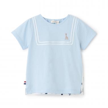 ヨット柄サッカー切り替え半袖Tシャツ