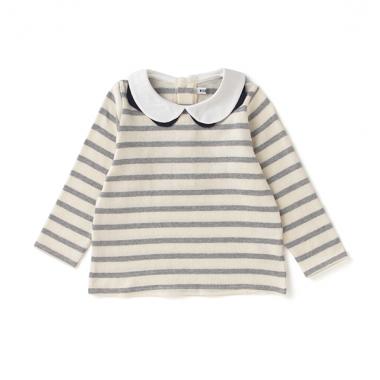 【KISETTE】 スカラップ衿ボーダー長袖TEE【日本製】