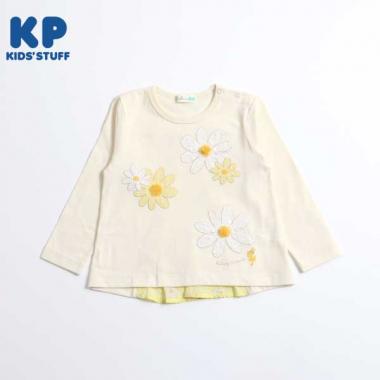 後ろ切り替えデイジー柄長袖Tシャツ(90)