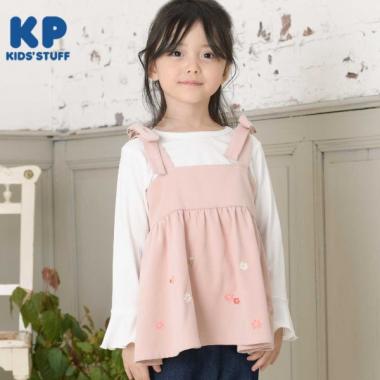 KP 肩リボンビスチェ&長袖Tシャツセット(110～150)