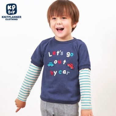 KPBOY 車モチーフの裏毛トレーナー(80～110)