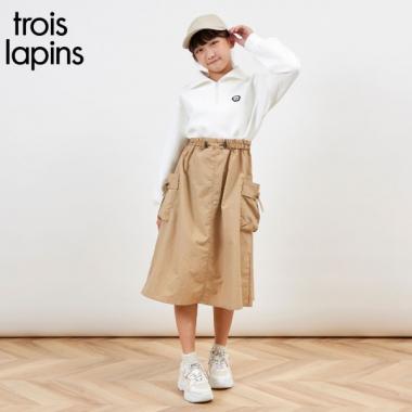 troislapins ハーフジップドッキングカーゴワンピース(140～160)