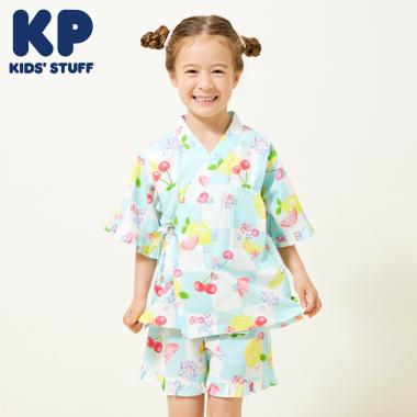 甚平 市松×フルーツ柄